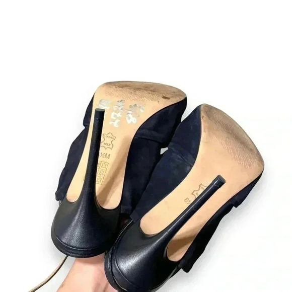 Tory Burch Eleanor 105mm Suede Bow Knot Heeled Sandals in Navy Blue Size 8.5 - Picture 9 of 9